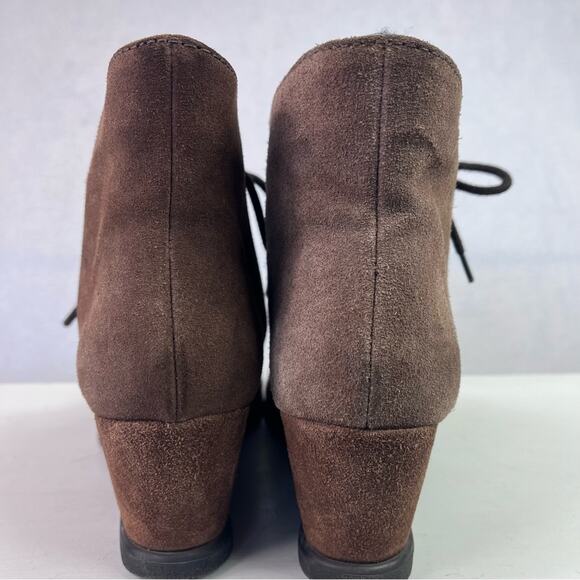 The Flexx Boots Womens 7.5 Brown Suede Leather Wedge Lace Up - Picture 10 of 12